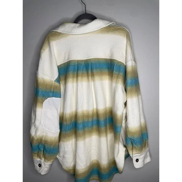 New Free People Ruby Fleece Shirt Jacket Shacket Stone Cozy Size M - Picture 3 of 4